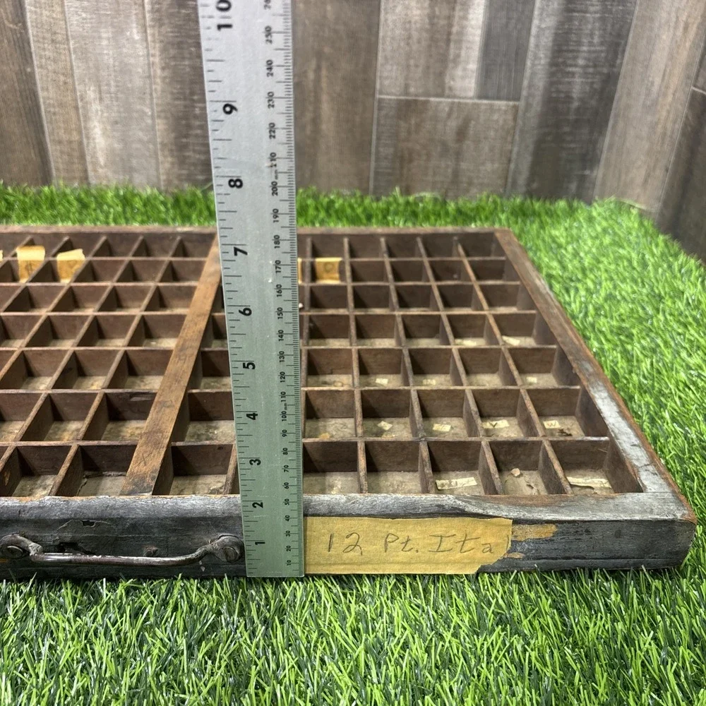 Antique Letterpress Printer Type Case Tray 12 Pt Wood Shadow Box Print Shop